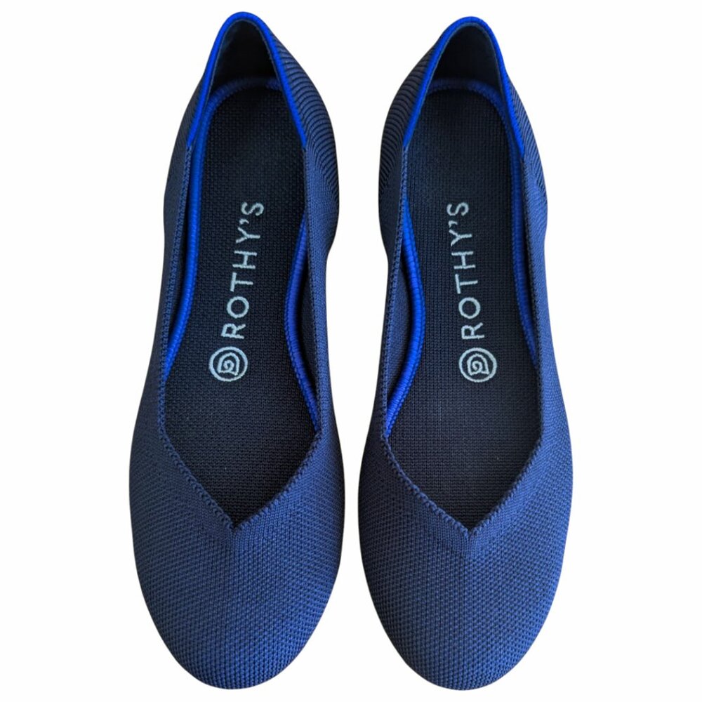 Rothy's The Flat In Maritime Navy Ballet Flats V Vamp Women's 7.5